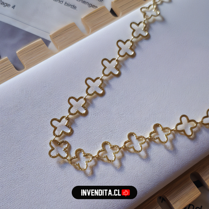 Collar enchapado en oro diseño placas de trébol