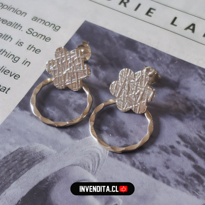 Aros de plata 925 flores texturizadas