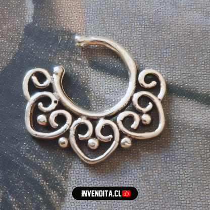 Aros de plata 925 piercing septum diseño corazones