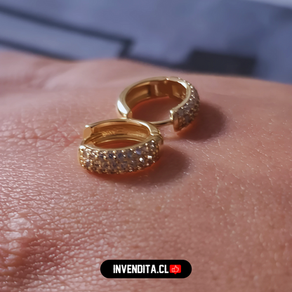 Aros enchapados en oro argollas Huggies con circones