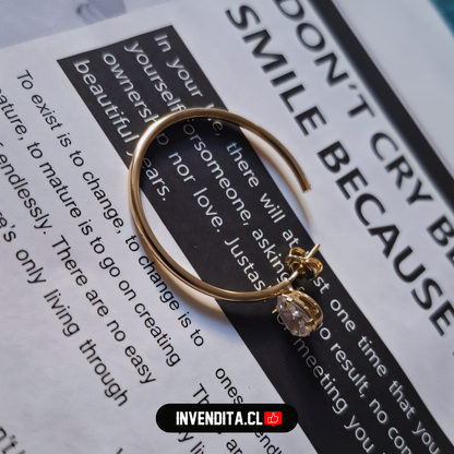 Aros enchapados en oro argollas con circón estilo lady