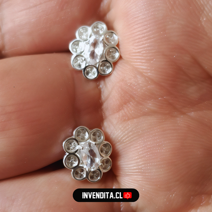 Aros de plata 925 estilo lady con circón central