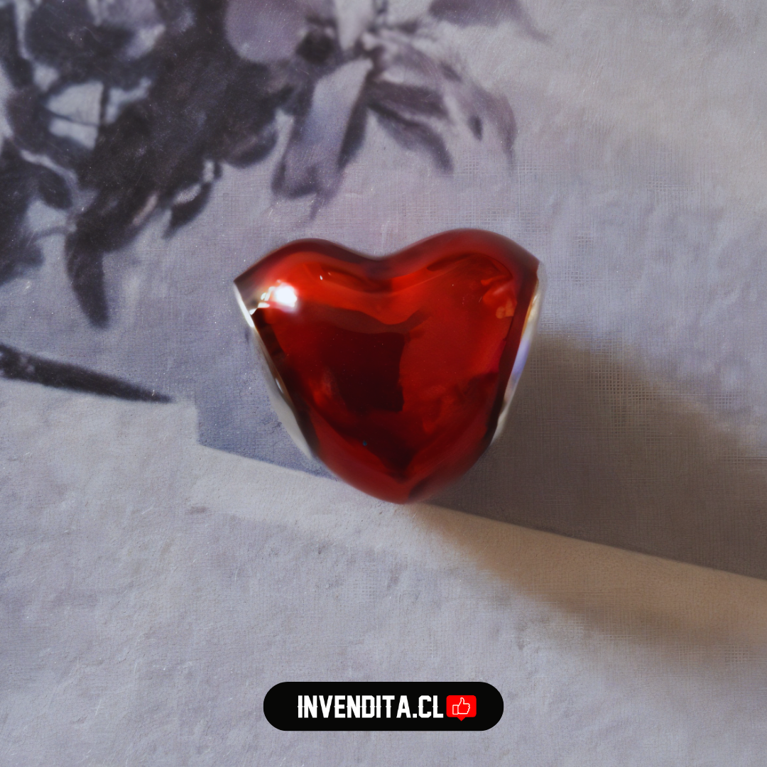 Charm estilo pandora corazón metálico rojo