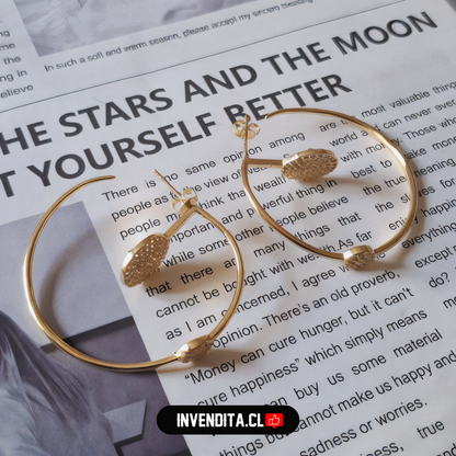 Aros enchapados en oro argollas grandes con doble detalle de circonio