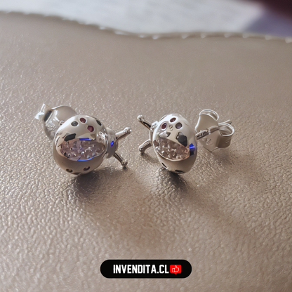 Aros de plata 925 diseño chinita con circones de colores