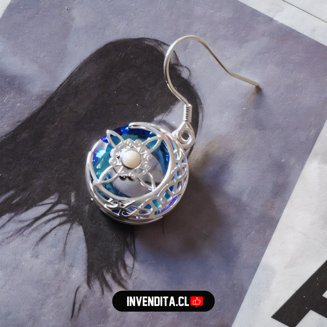 Aros de plata 925 nudo de brujas con piedra luna y cristal Swarovski