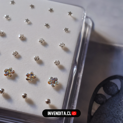 Aros de plata 925 set de piercing de nariz