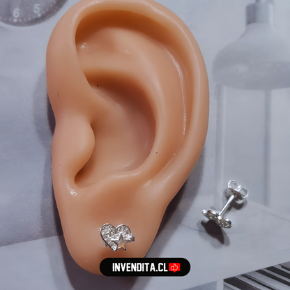 Aros de plata 925 corazón aplicación de Ópalo en estrella