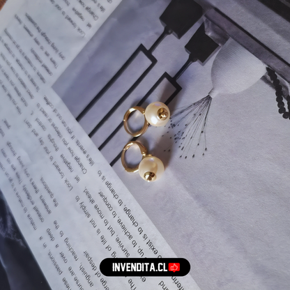 Aros enchapados en oro argollas con perlas de imitación