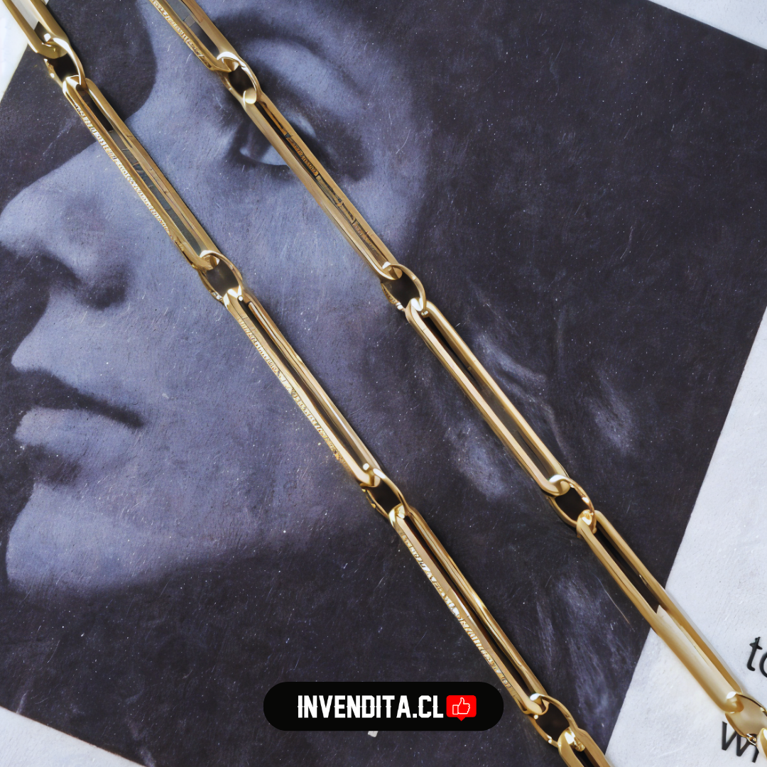 Collar enchapado en oro eslabones ovalados largos