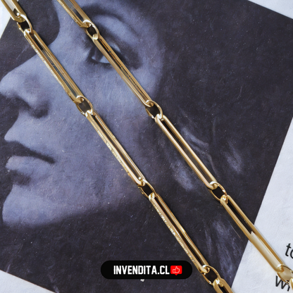 Collar enchapado en oro eslabones ovalados largos