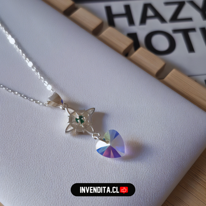 Collar de Plata 925 nudo de brujas con corazón cristal hecho con Swarovski