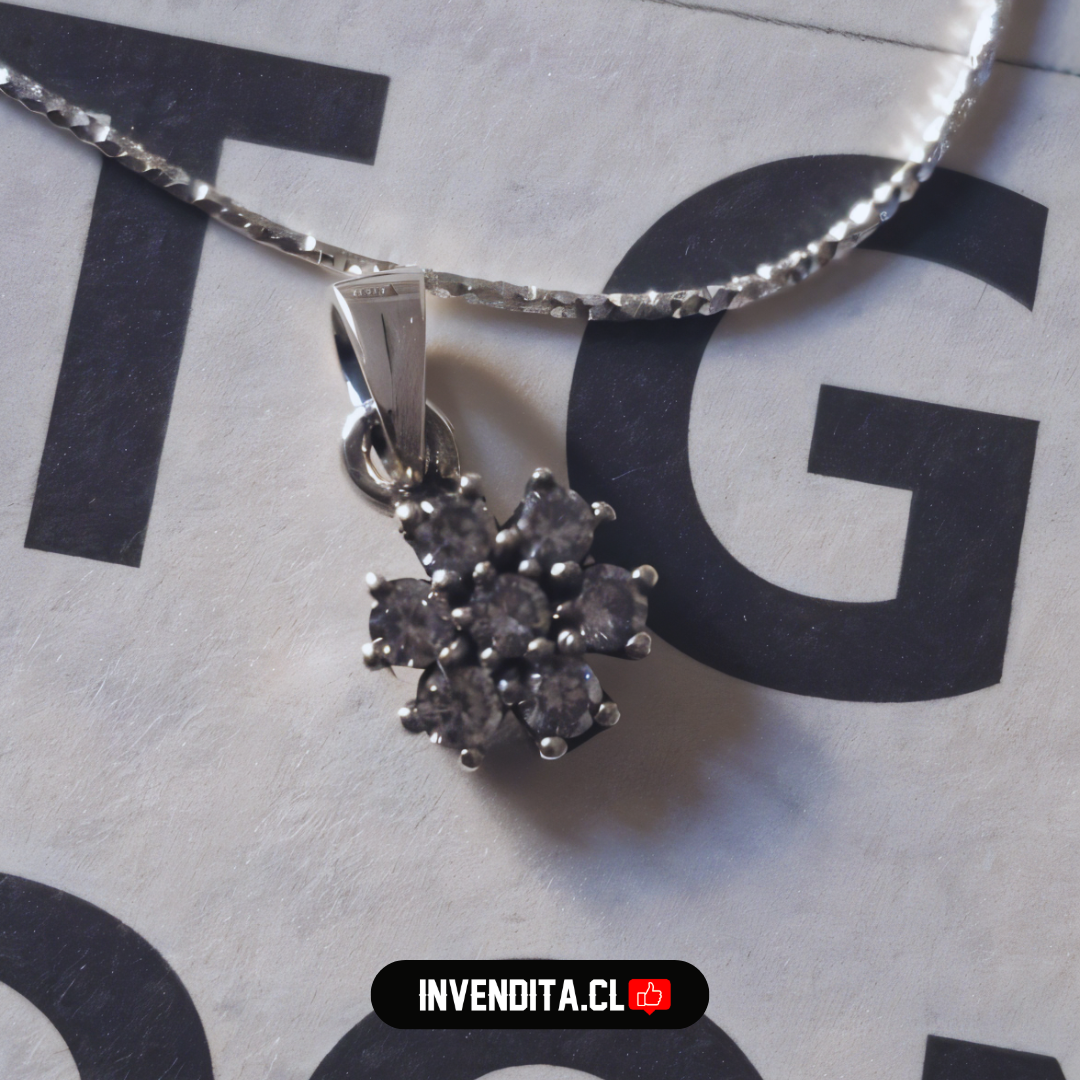 Conjunto de plata 925 flor de circones