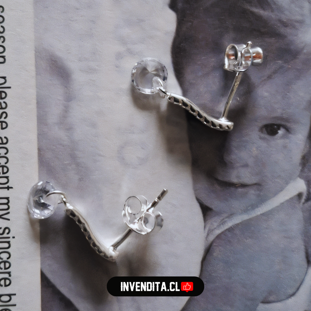 Aros de plata 925 estilo banda con circones y circón colgante