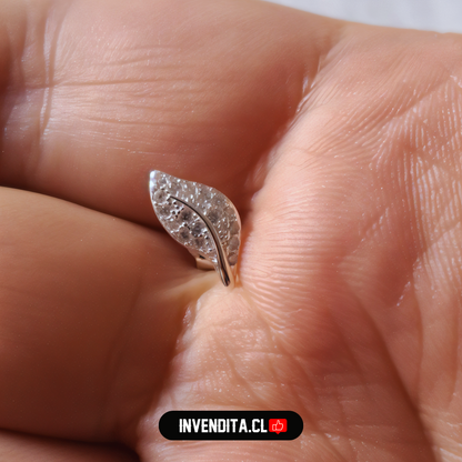 Aros de plata 925 pegado diseño hoja micro circones