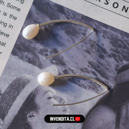 Aros de plata 925 estilo varita con perla