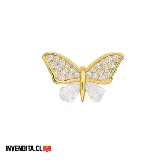 Aro plata 925 mariposa enchapada en oro con circones