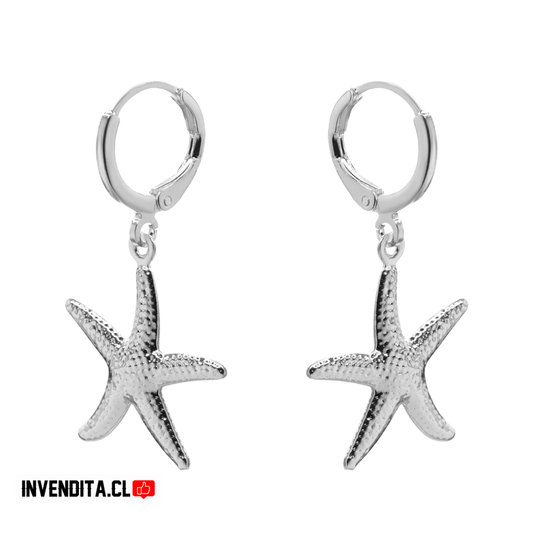 Aros enchapados en plata argollas con estrellas de mar