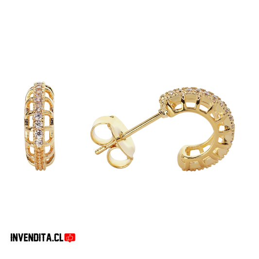 Aros enchapados en oro argollas pequeñas con circones