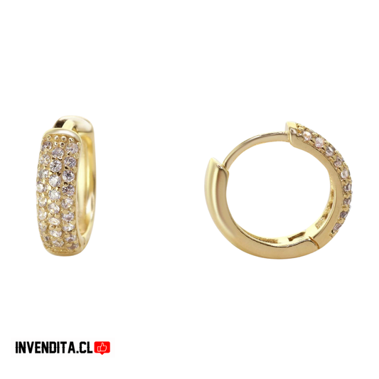 Aros enchapados en oro argollas Huggies con circones