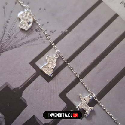 Pulsera de plata 925 diseño perritos con circones