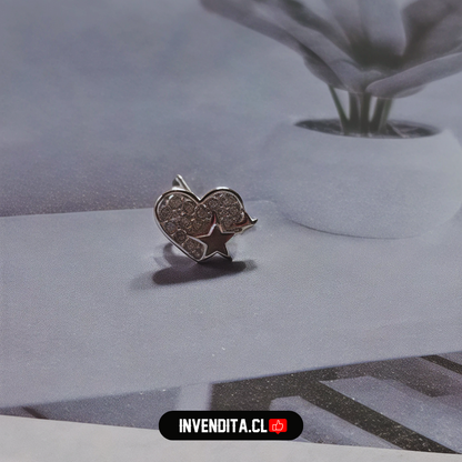 Aros de plata 925 corazón aplicación de Ópalo en estrella