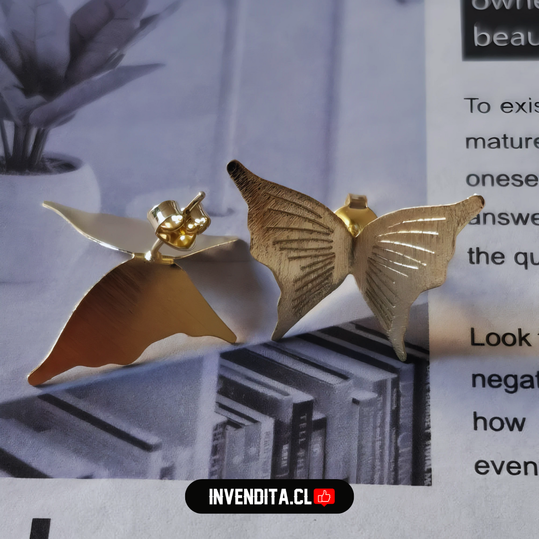 Aros enchapados en oro mariposas satinadas
