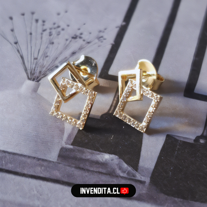 Aros enchapados en oro diseño marcos con circones