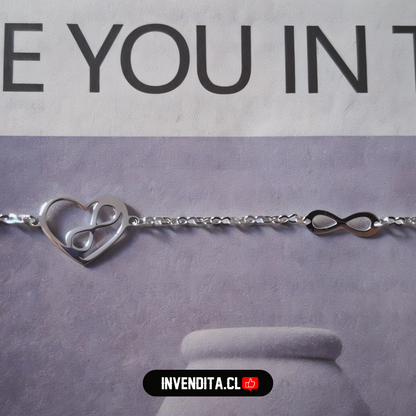 Pulsera de plata 925 figura corazón con infinito