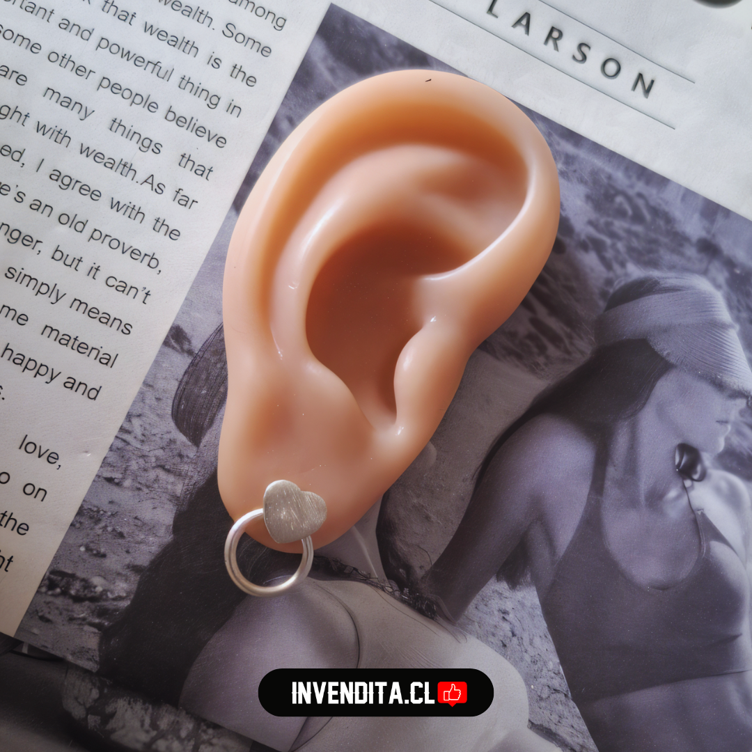 Aros de plata 925 circulo con corazón