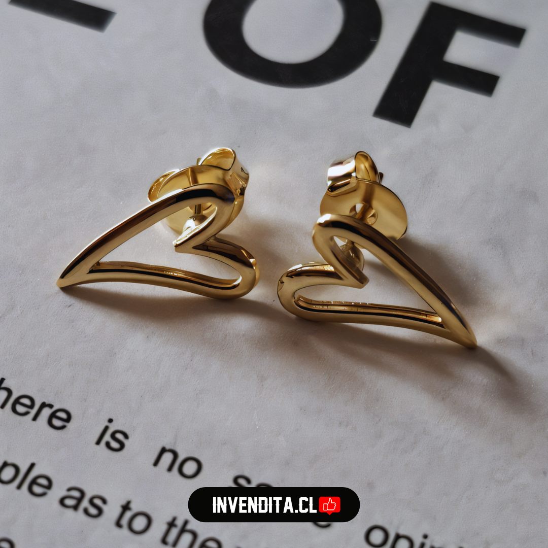 Aros enchapados en oro figura corazón