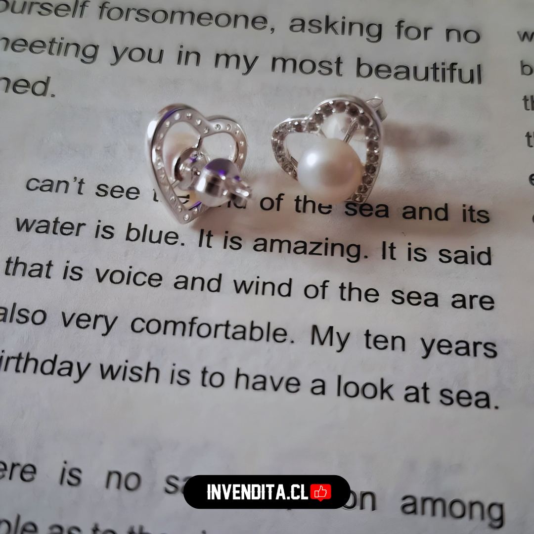 Aros de plata 925 diseño corazón de circones con perla