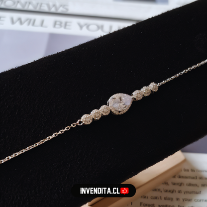 Pulsera de plata 925 circones con gota transparente