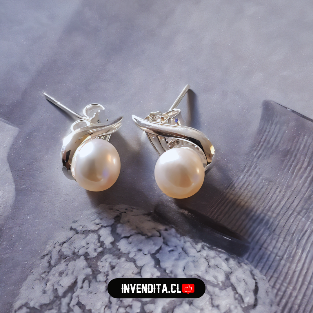 Aros de plata 925 alas con gran perla