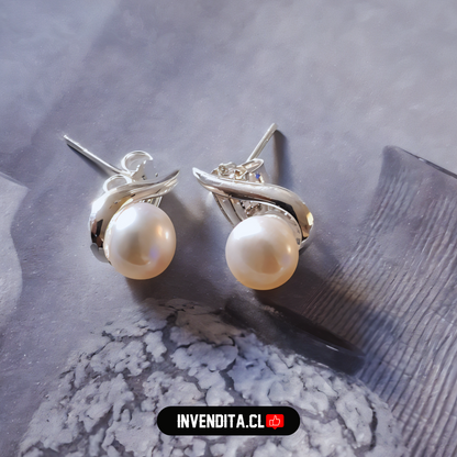 Aros de plata 925 alas con gran perla