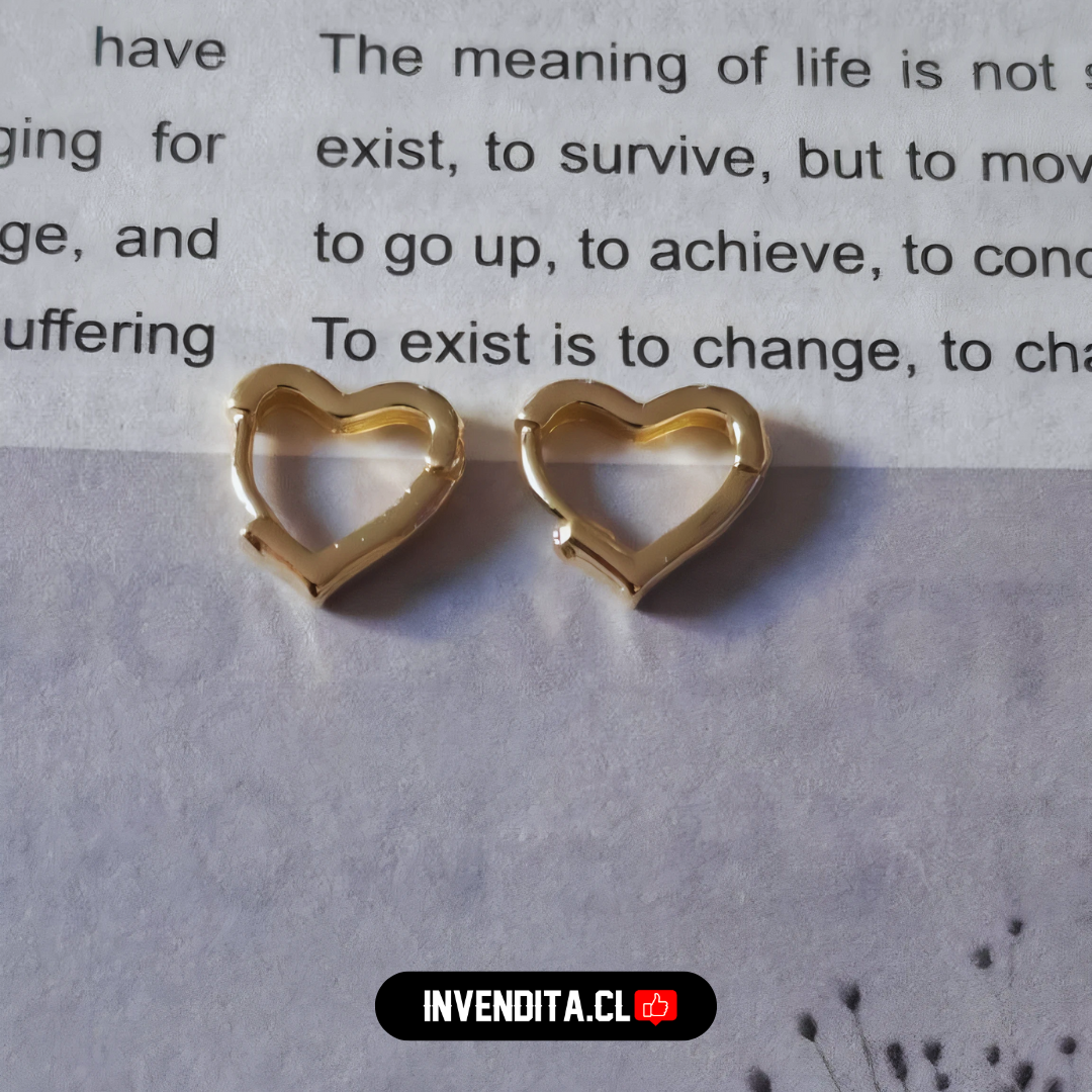 Aros enchapados en oro argollas corazón