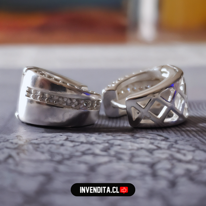 Aros enchapados en plata argollas gruesas con hilera de circones