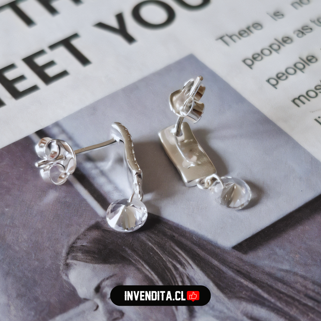 Aros de plata 925 estilo banda con circones y circón colgante