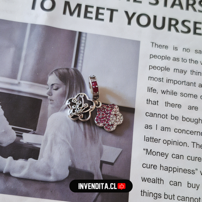 Charm estilo pandora flores pink circones