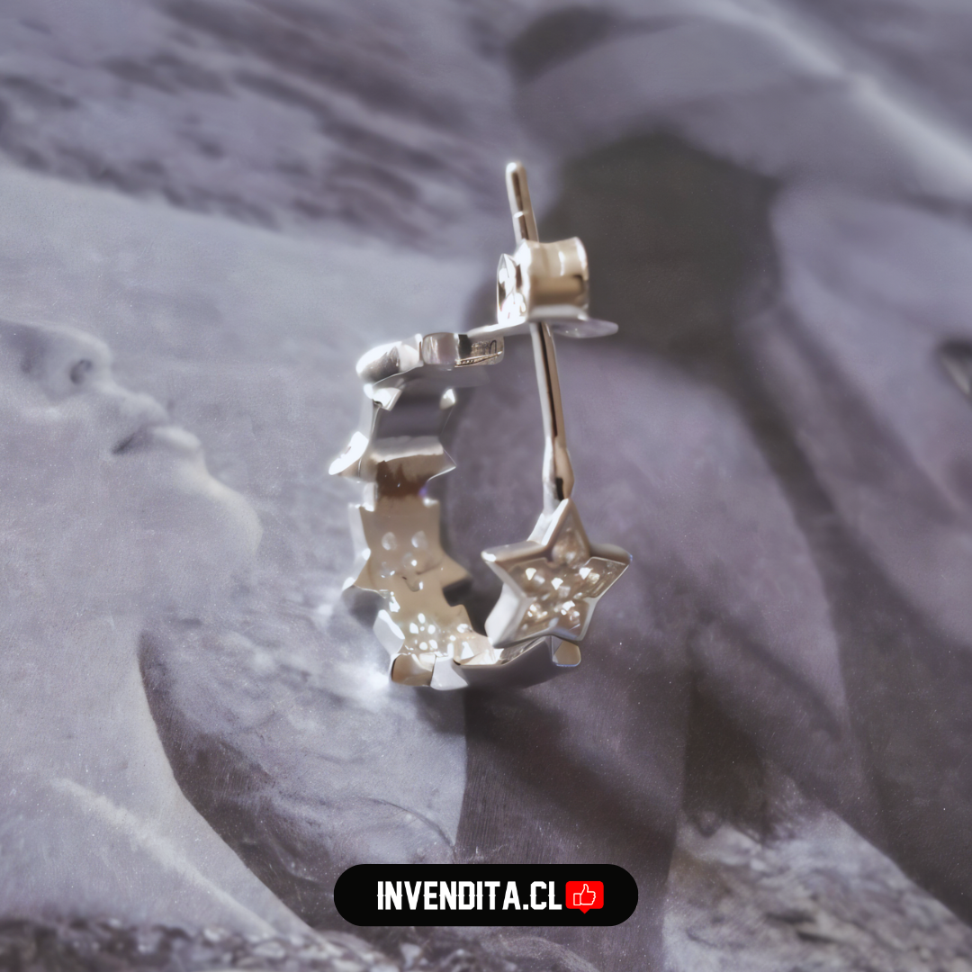 Aros de plata 925 semi argollas de estrellas