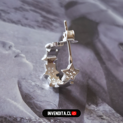 Aros de plata 925 semi argollas de estrellas