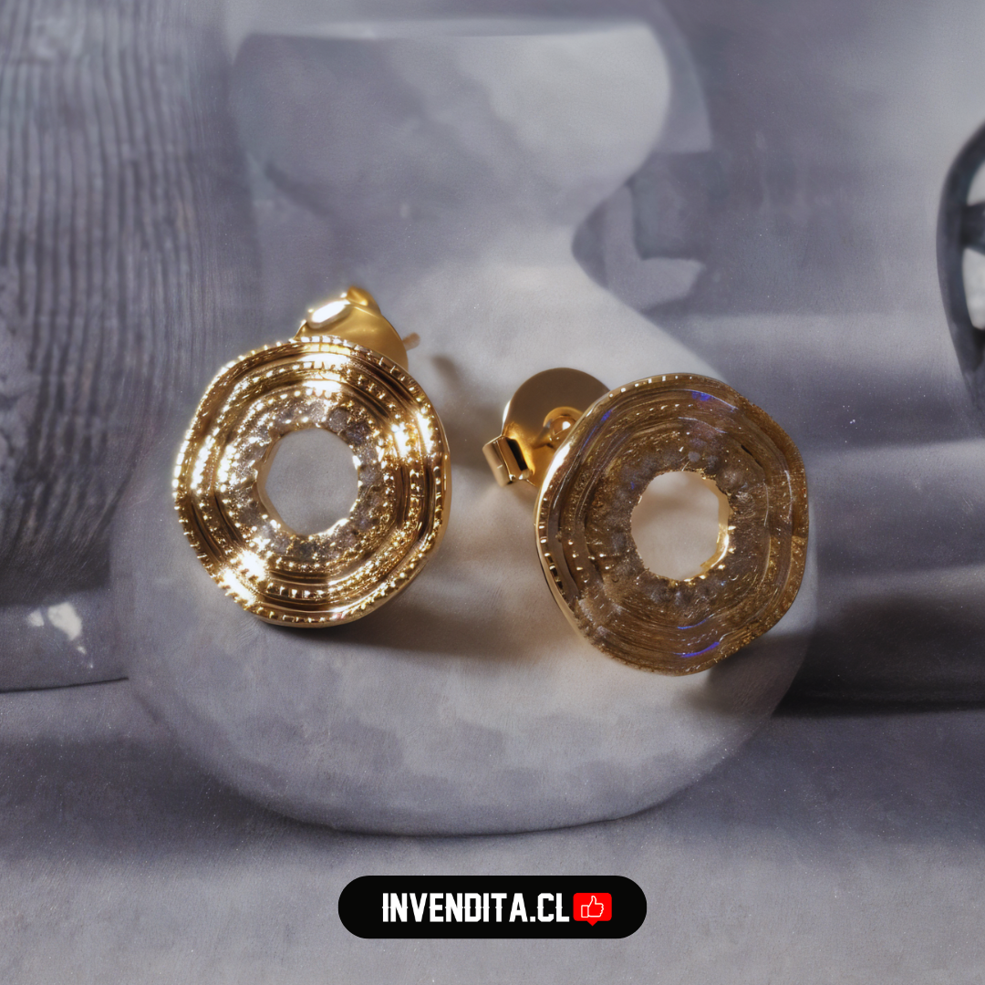 Aros enchapados en oro placa calada con circones
