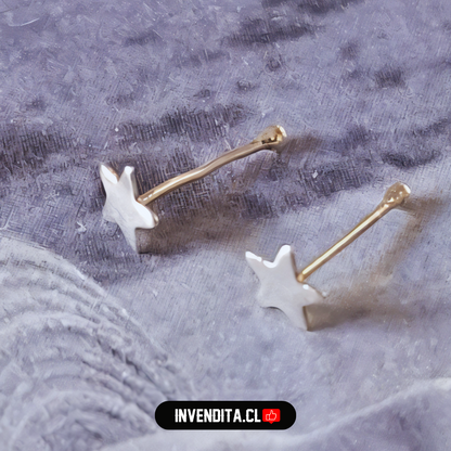 Aros de plata 925 piercing estrella gris