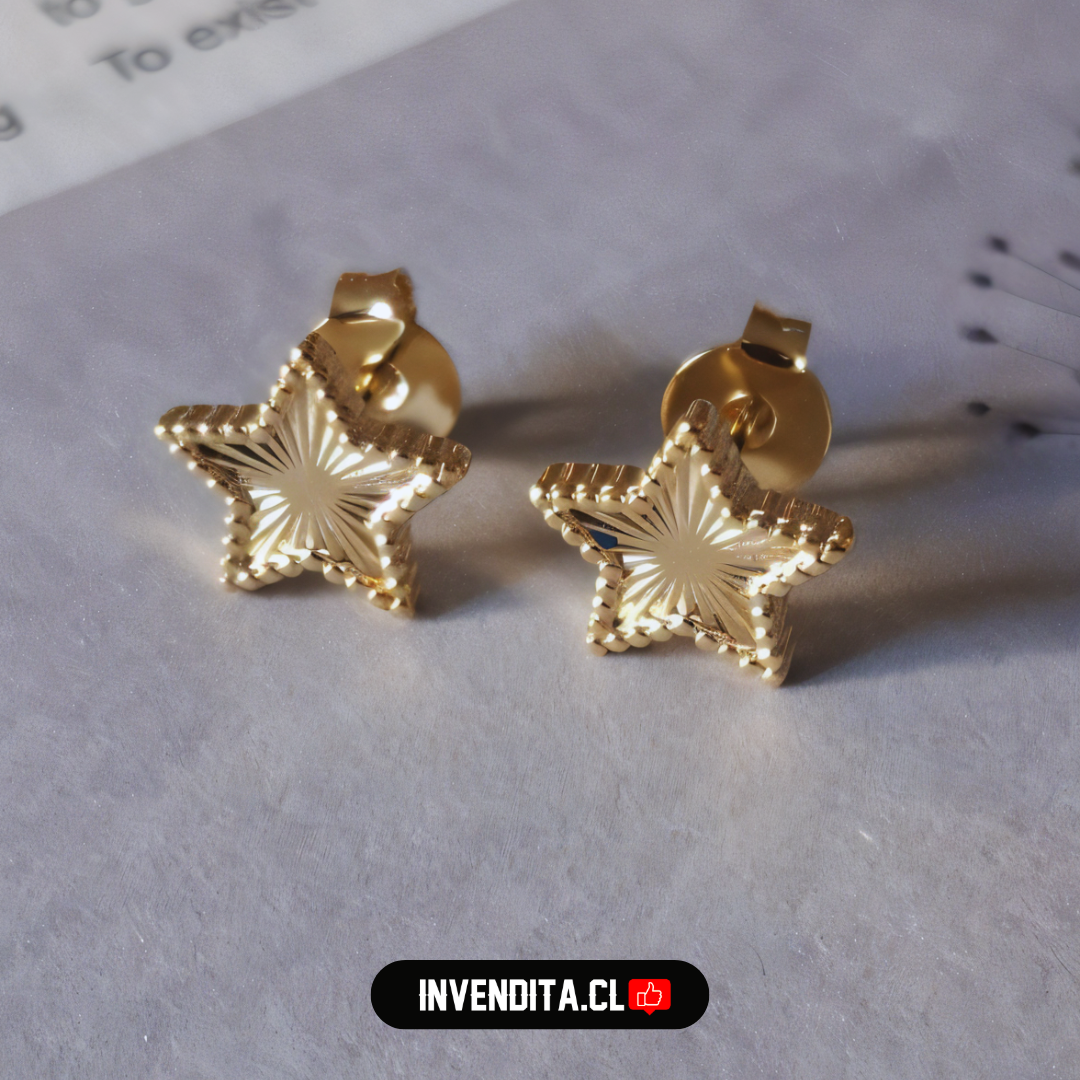 Aros enchapados en oro placas de estrellas con textura
