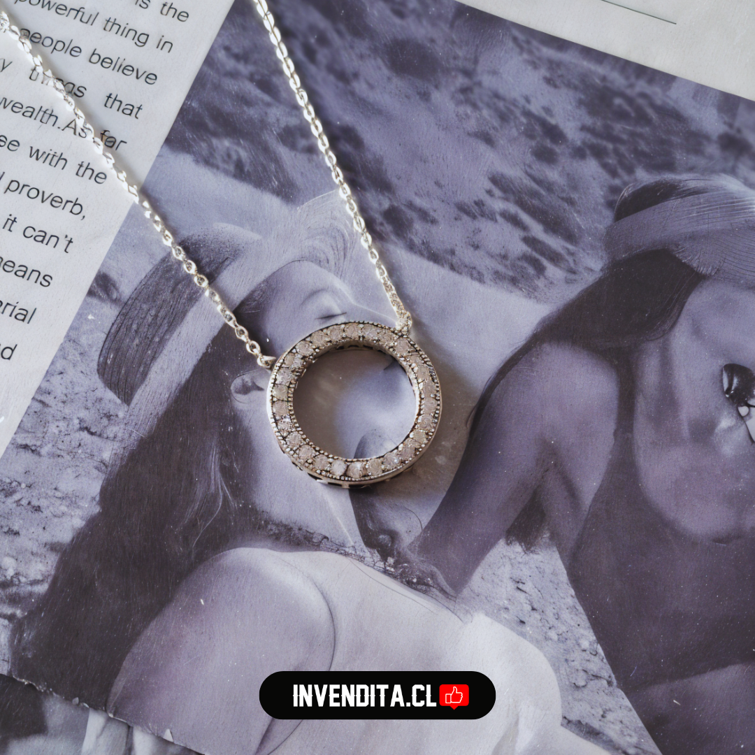 Collar de plata 925 circulo con circones