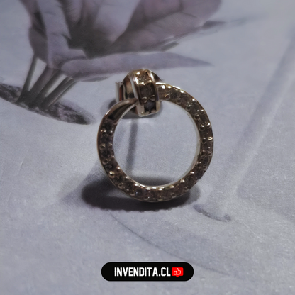 Aros de plata 925 estilo arete circular con circones