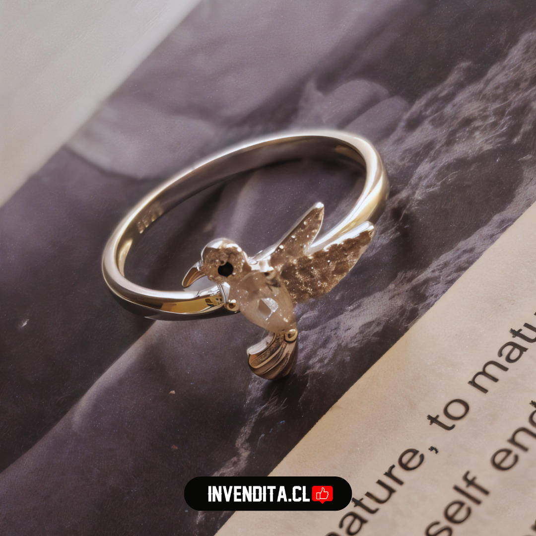 Anillo de plata 925 colibrí de circón