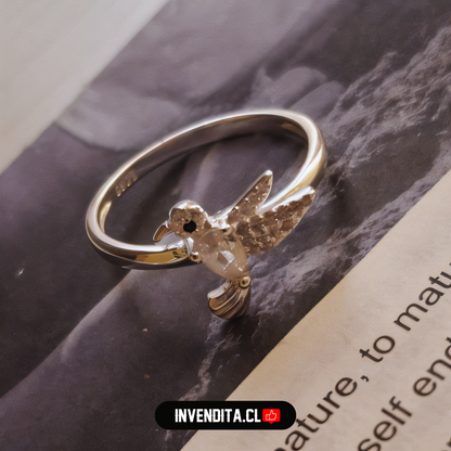 Anillo de plata 925 colibrí de circón