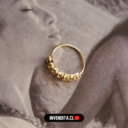 Aros de plata 925 piercing con circones bañados en oro