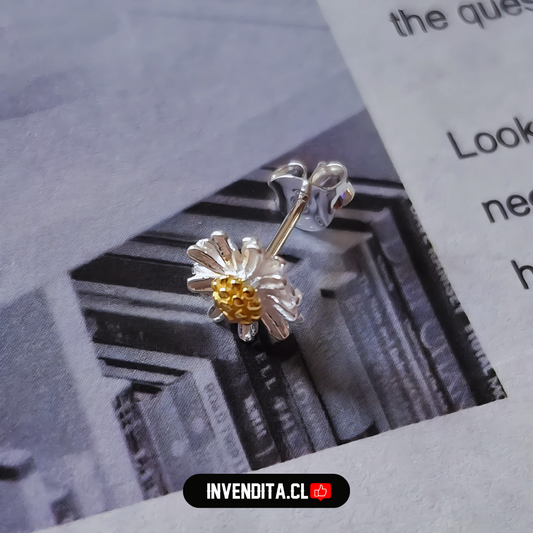 Aros de plata 925 pequeñas margaritas